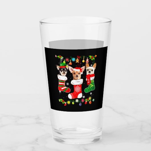 Chihuahua kerstlampjes glas (Voorkant)