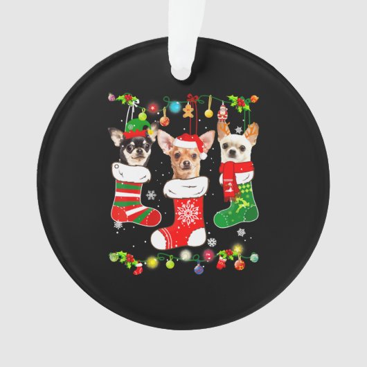 Chihuahua kerstlampjes ornament (voorkant)