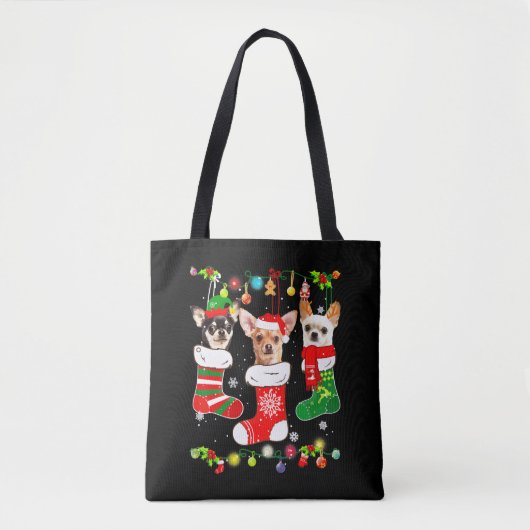 Chihuahua kerstlampjes tote bag (Voorkant)