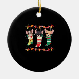 Chihuahua Kerstlichten Funny Xmas Hond Liefhebber Keramisch Ornament