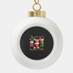 Chihuahua Kerstlichten Xmas Hond Klassiek T-shirt Keramische Bal Ornament