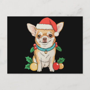 Chihuahua kerstman hoed Kerst ornamenten Xmas hond Feestdagenkaart