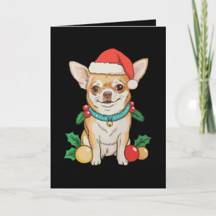 Chihuahua kerstman hoed Kerst ornamenten Xmas hond Kaart