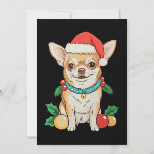 Chihuahua kerstman hoed Kerst ornamenten Xmas hond Kaart