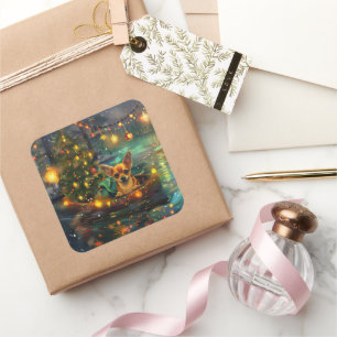 Chihuahua Kerstmis Feestelijke Reis Vierkante Sticker