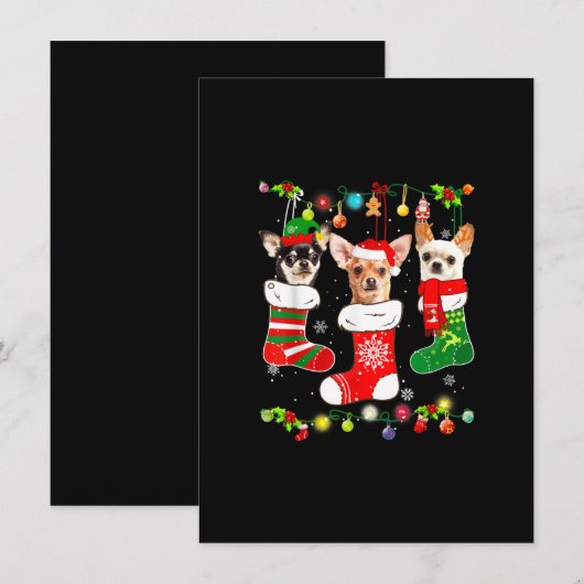 chihuahua kerstmis geeft grappige kersthond lov bedankkaart (Voorkant / Achterkant)