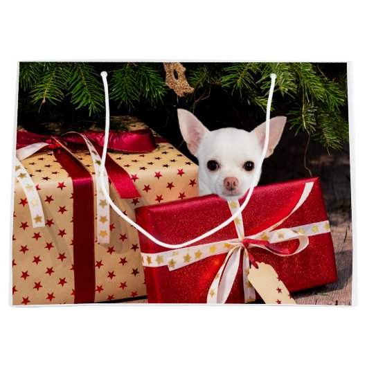 Chihuahua Kerstmis Groot Cadeauzakje (Voorkant)