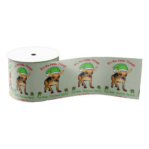 Chihuahua Kerstmis Grosgrain Lint
