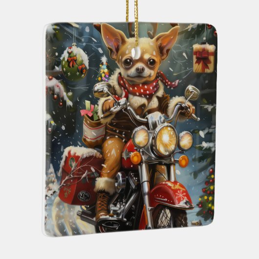 Chihuahua Kerstmis Keramisch Ornament (Rechts)