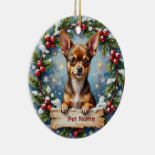 Chihuahua Kerstmis Keramisch Ornament (Rechts)