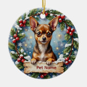 Chihuahua Kerstmis Keramisch Ornament (Voorkant)