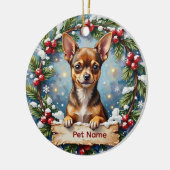 Chihuahua Kerstmis Keramisch Ornament (Links)