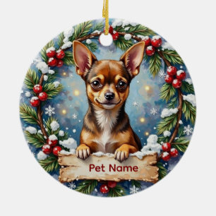 Chihuahua Kerstmis Keramisch Ornament