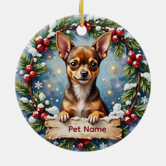 Chihuahua Kerstmis Keramisch Ornament (Achterkant)