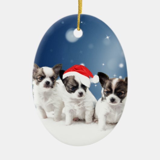 Chihuahua Kerstmis Keramisch Ornament (Voorkant)