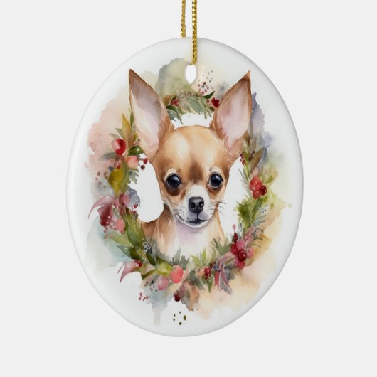 Chihuahua Kerstmis Keramisch Ornament (Rechts)