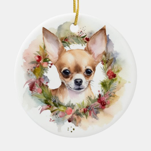 Chihuahua Kerstmis Keramisch Ornament (Voorkant)