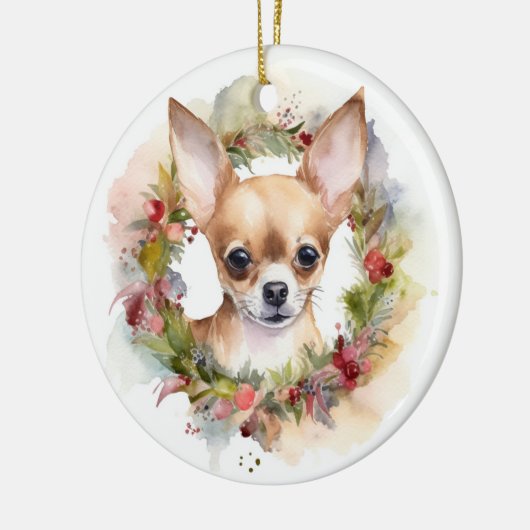 Chihuahua Kerstmis Keramisch Ornament (Links)