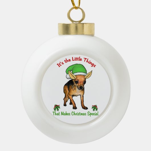 Chihuahua Kerstmis Keramische Bal Ornament (Voorkant)