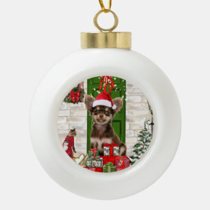 Chihuahua Kerstmis Keramische Bal Ornament