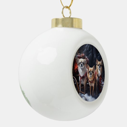 Chihuahua Kerstmis Keramische Bal Ornament (Links)