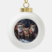 Chihuahua Kerstmis Keramische Bal Ornament (Voorkant)
