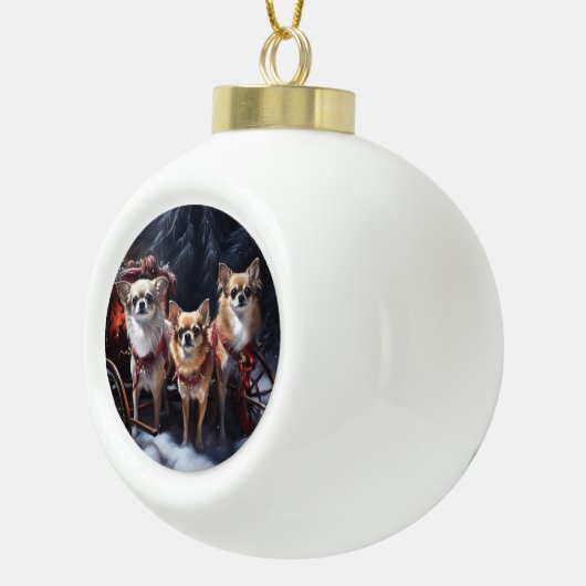 Chihuahua Kerstmis Keramische Bal Ornament (Rechts)