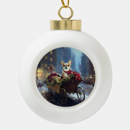 Chihuahua Kerstmis Keramische Bal Ornament (Voorkant)