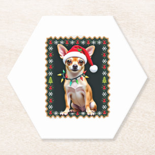 Chihuahua Kerstmis Kerstman Verschrikkelijke Trui Kartonnen Onderzetters