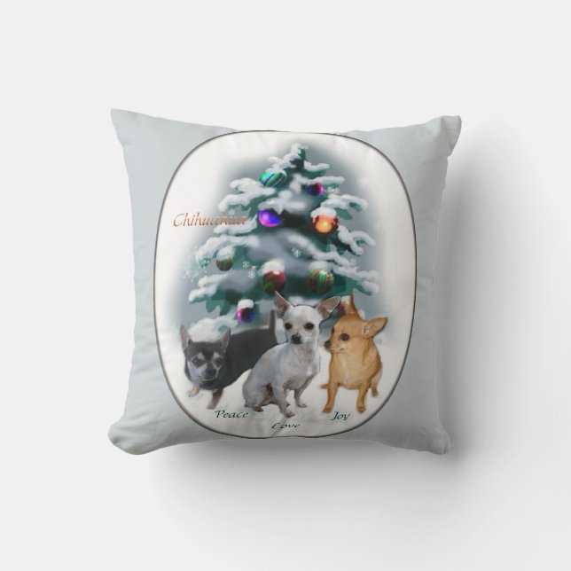 Chihuahua Kerstmis Kussen (Voorkant)