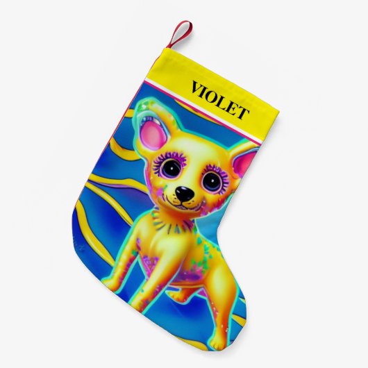 CHIHUAHUA Kerstmis met naam. Kleine Kerstsok (Voorkant (Hangend))