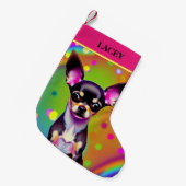 CHIHUAHUA Kerstmis met naam. Kleine Kerstsok (Voorkant (Hangend))