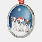Chihuahua Kerstmis Metalen Ornament (Links)