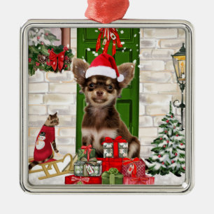 Chihuahua Kerstmis Metalen Ornament