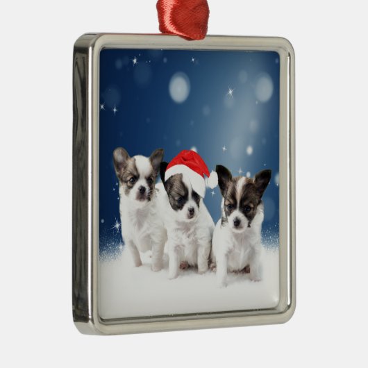 Chihuahua Kerstmis Metalen Ornament (Rechts)