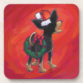 Chihuahua Kerstmis op rood Bier Onderzetter (Voorkant)