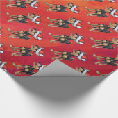 Chihuahua Kerstmis op rood Cadeaupapier (Hoek)