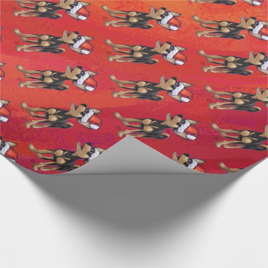 Chihuahua Kerstmis op rood Cadeaupapier (Hoek)