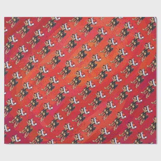 Chihuahua Kerstmis op rood Cadeaupapier (Vlak)