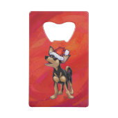 Chihuahua Kerstmis op rood Creditkaart Flessenopener (Voorkant)