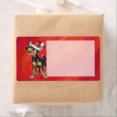 Chihuahua Kerstmis op rood Etiket (Insitu)