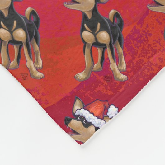 Chihuahua Kerstmis op rood Fleece Deken (Hoek)