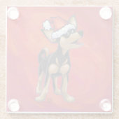 Chihuahua Kerstmis op rood Glazen Onderzetter (Achterkant)