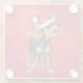 Chihuahua Kerstmis op rood Glazen Onderzetter (Achterkant)