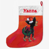 Chihuahua Kerstmis op rood Grote Kerstsok (Achterkant)