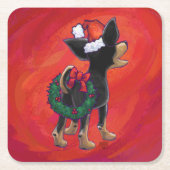 Chihuahua Kerstmis op rood Kartonnen Onderzetters (Voorkant)