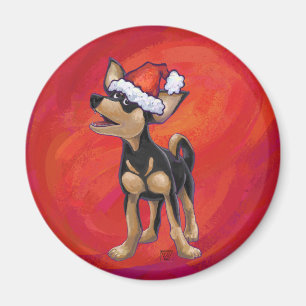 Chihuahua Kerstmis op rood Magneet