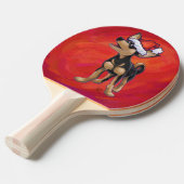 Chihuahua Kerstmis op rood Tafeltennisbatje (Voorkant Gekanteld)