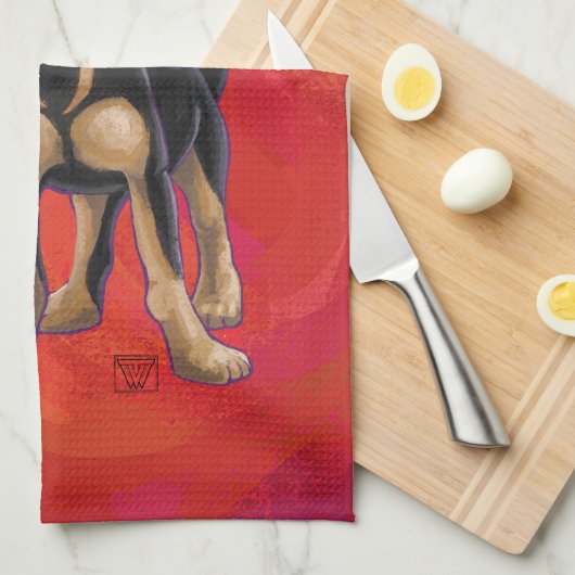 Chihuahua Kerstmis op rood Theedoek (Quarter Fold)