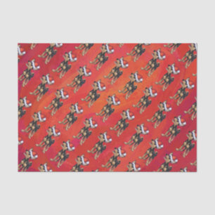 Chihuahua Kerstmis op rood Tissuepapier